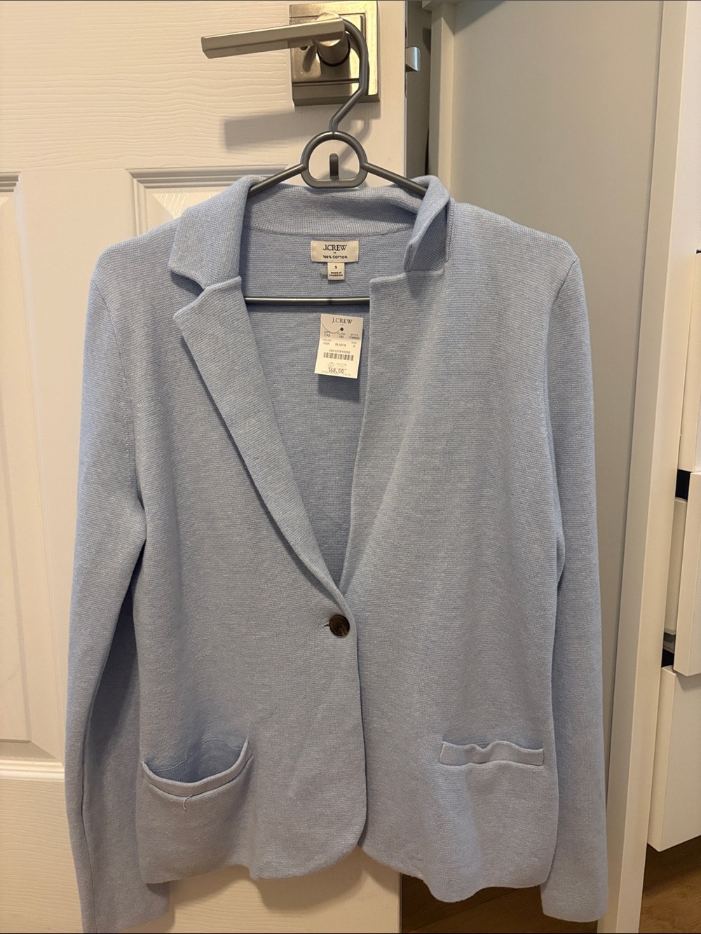 J. Crew Pale Blue Knit Single-Button Blazer